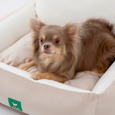 페스텝 반려동물 극세사 나른이 사각 범퍼방석 커버분리 쿠션, 베이지, 1개