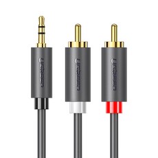 UGREEN 綠聯 高級款 3.5mm 立體聲轉 2RCA 音源線 1m, 1個, 單品