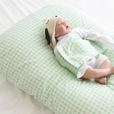 제이앤제나 역류방지 쿠션커버 + 쿠션솜 세트, 후르츠체크 민트