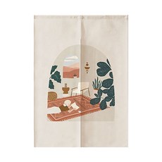 A-hope 粉米色調感性印花隔間門簾 雙開式, 款式 03