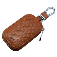 URBAN CAR 車用皮革拉鍊鑰匙包, 棕色
