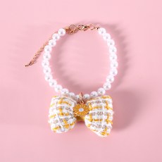 웨이비데이즈 반려동물 에델라 플라워 리본 목걸이, 옐로우, 1개