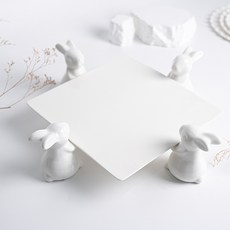 兔子蛋糕架 咖啡廳甜點盤 方形1號 + 兔子4p套組, 單一顏色, 1套