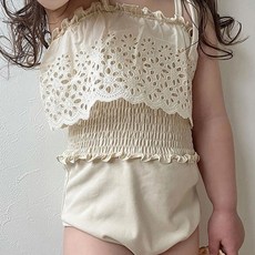 woojooi 女童可愛鏤空連身泳裝 + 泳帽組