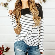 언헤브 스트라이프 수유 긴팔