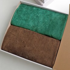 까사베르데 솔리드 프리미엄 호텔 타월 170g x 2종 x 5p 30수 코마사 + 선물박스 세트, 브라운, 딥그린(타월), 화이트 + 블랙(선물박스), 1세트