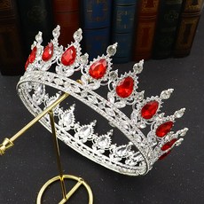 LUNA GLAM 自助婚紗高端水滴皇冠 LUD192, 銀色紅色, 1個