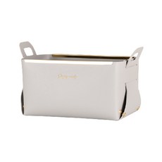 方形整理皮革收納籃 YT_RA952, 1個, 淺灰色