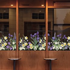 LANO 鳶尾花花園 咖啡廳風格 無痕靜電 隱私保護 窗戶貼紙, 鳶尾花