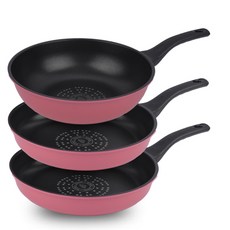 Kitchen-Art 電磁爐適用Pastel系列單柄鍋具 3入組, 混色, 平底鍋28cm 2入+平底炒鍋28cm, 1組