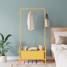 맙소샵 심플한 옷걸이 탈착식 수납 선반 2단 BRP349, 옐로우