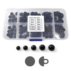 黑色蘑菇扣式娃娃眼睛 5款 各20顆入, 1組