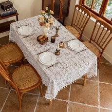 MarketA Terra 葉片流蘇桌布, 1個, 白色, 100 x 140 cm