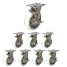 MASTER. S 不鏽鋼腳輪 152mm 重型不鏽鋼 靜音 培林 白色 平板型 BK BK DS 3360 ELA-BK, 8個