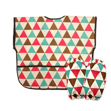 Derhappy 幼童用北歐三角防水短袖美術畫畫衣袖套組 04, 粉紅色