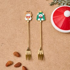 BUTTERSHOP 甜蜜聖誕節茶叉2件組, 牛奶貓, 棉花狗狗, 1套