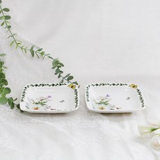 Royal Essex 木蘭骨瓷正方形盤 2入, 混合色