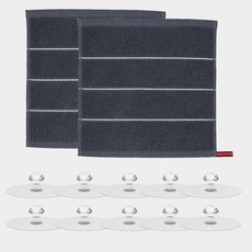 MONACO OLIVE 飯店式條紋擦手巾 2入 + 水晶掛鉤 10入組