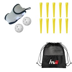 NAYASTYLE 高爾夫球袋 + 塑膠高爾夫長球釘 10入 + 球袋套組 GFYP-134-1+185-3pU, 混合顏色(球袋), 單一顏色(高爾夫球釘)