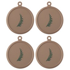 플라이토 실리콘 행잉 프린팅 원형 컵받침 10cm, 금전수 브라운, 4개