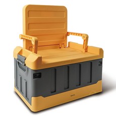 折疊收納箱靠背椅, 黃色, 1個