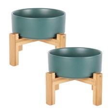 DING DONG PET 寵物現代與大理石陶瓷餐具 2層高級款 L, 綠色, 2個