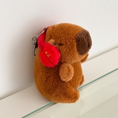 소리달 퍼실 뚱 카피바라 가방 인형 키링, 12cm, 레드, 1개