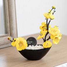 플라워트리 조화 봄날 매화 한조각 화분 세트 18 x 18 cm, 옐로우, 1개