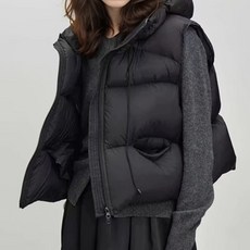 MEICHEL 女款 寧寧 抽繩 短版 連帽 鋪棉 背心 12179
