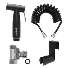 MIRINAE 浴室清潔 SUS 噴槍 + 3m 伸縮水管套組, 1套, 黑色