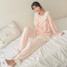 코코드림 여성용 프리미엄 극세사 투피스 수면 잠옷 상하의 세트 HX9934