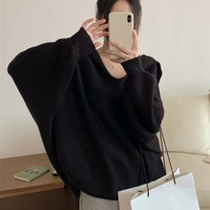 PEONIST 女性寬鬆Oversize V領針織衫