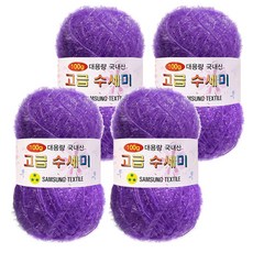 Yarna 100g 大容量高級菜瓜布編織線 4入 + A款印刷圖案 8種組合, 113 紫色, 1套