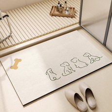 Kumi Hands 硅藻土浴室可水洗廁所廚房腳踏墊, 小狗