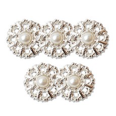 ButtonKing Sabrina珍珠鈕扣 18mm, 銀半光, 5個