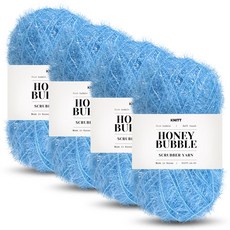 Knitt Honey Bubble 羽毛菜瓜布線 80g, 22 粉藍色, 4個