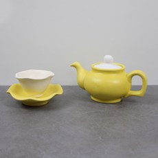 Dalsogum 傳統茶壺茶杯迷你單人茶具組, 1套, 茶壺 + 茶杯 + 茶杯墊, 檸檬色