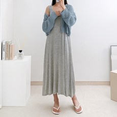 라미르 여성용 통기성 찰랑 모달 레이어드 롱 나시 원피스