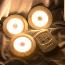 LED黏貼式無線氣氛燈 3入 + 遙控器組合, 暖白光