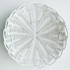 圓形藤編多用途藤籃 瀝水籃 J046W, 白色, 1個