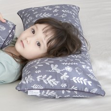 ahtty blanc 兒童棉質枕芯枕套組, 木炭, 1組
