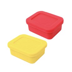 youhouse 矽膠密封保鮮盒 珊瑚紅+黃色, 1組, 保鮮盒150ml+150ml