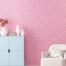 PEONIST 磚紋隔熱泡棉壁貼, 粉紅色, 4個