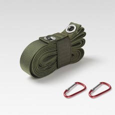 Ttabongoppa 露營天幕連接多用途掛繩繩帶 + D型環2入組 JNHA1778, 綠色