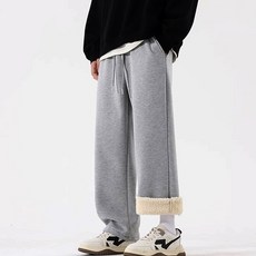 Elsso 男款刷毛直筒設計保暖鬆緊帶長褲