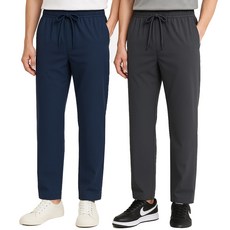 ILLUSO 男士防皺涼感彈性鬆緊帶西裝褲2件組