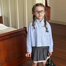 Starbean 女童蝴蝶結口袋微短版襯衫