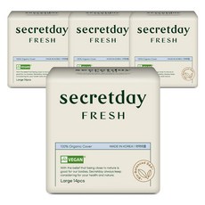 secretday Fresh棉質衛生棉, 14片, 4包, L(29cm)