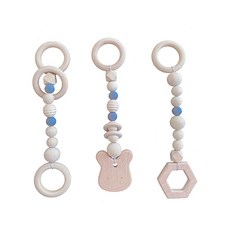 따뜻한 우드 구슬 캐릭터 펜던트 벽장식, 그레이