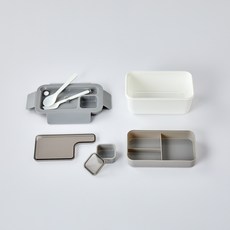 Modern House 清脆保鮮長方形沙拉雙層便當盒 1.2L, 奶油色, 1個